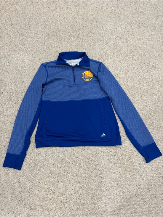 adidas Tops - adidas Blue and Yellow Golden State Warriors Quarter-Zip Pullover